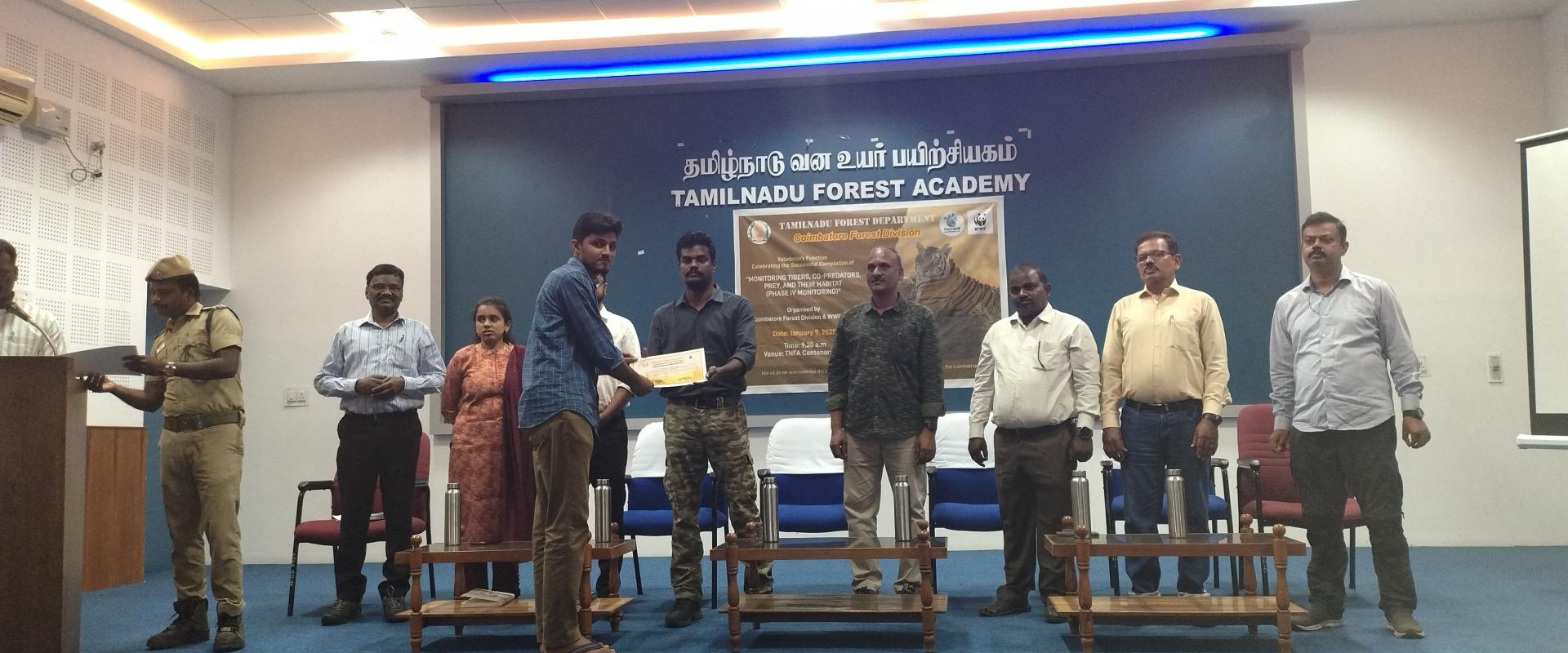 Appreciation on Tiger population estimation in Coimbatore Forests